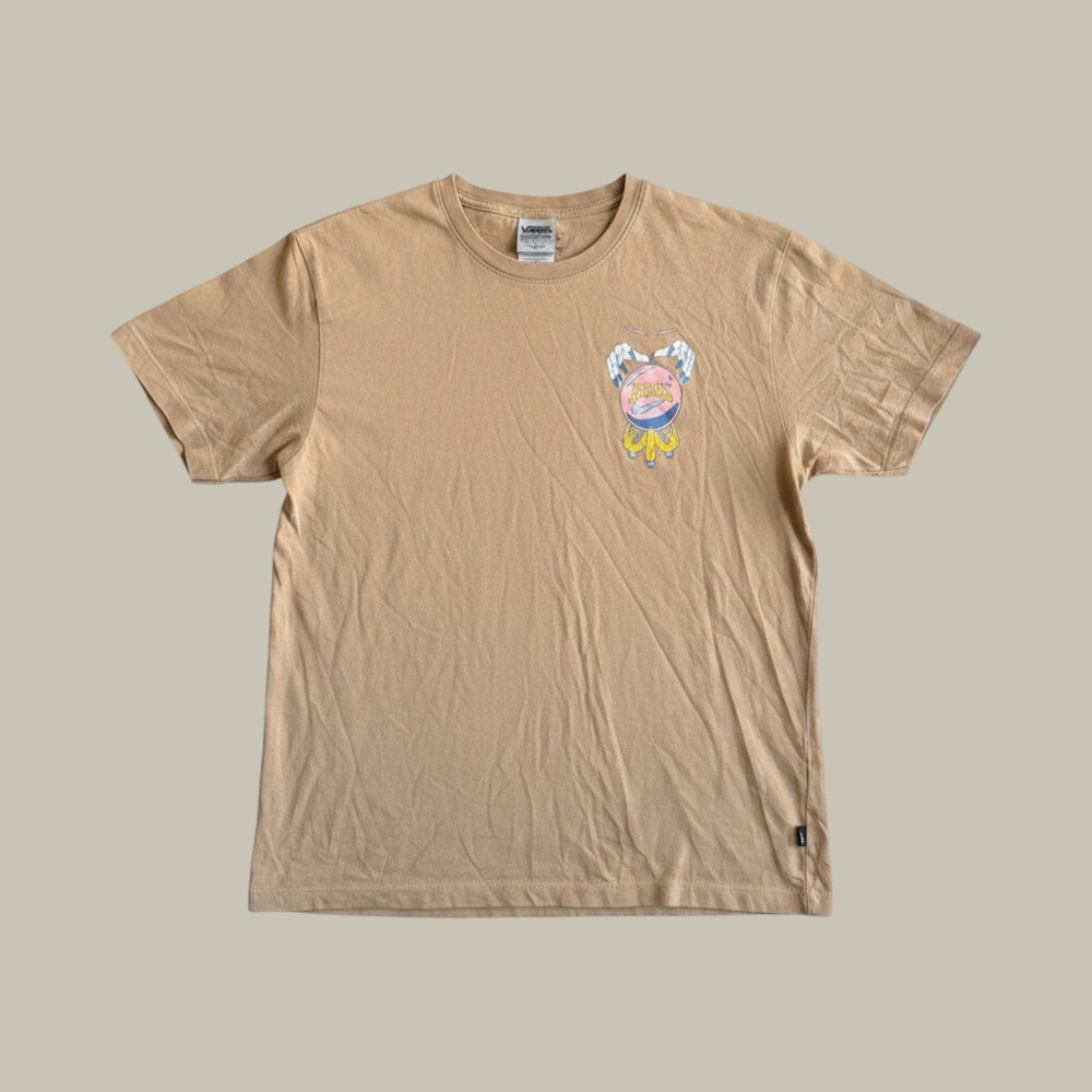 Nike Graphic Tee Tan Psychedelic Crystal Ball Surrealist Print Mens Medium